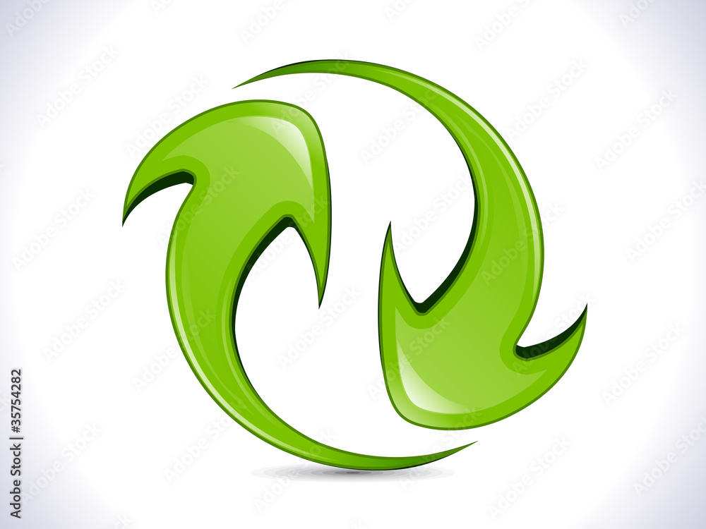 Naklejka premium abstract shiny green refresh icon