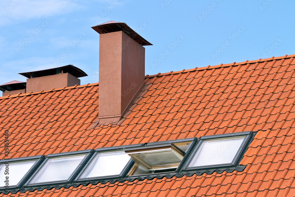 Tiled roof with a windows