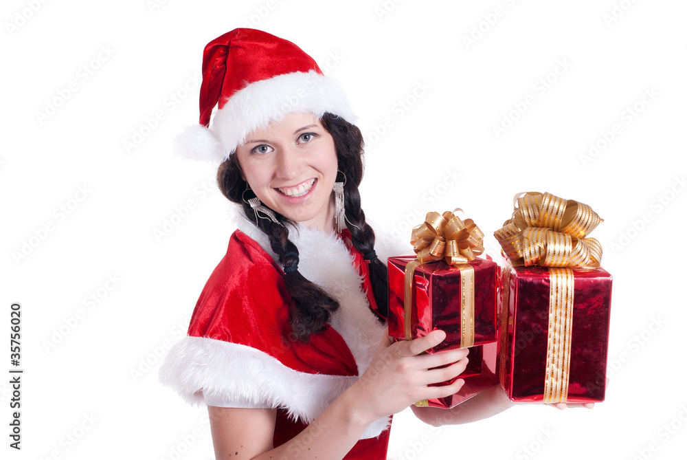 Christmas girl in the Santa Claus hat Christmas girl in the Santa Claus hat