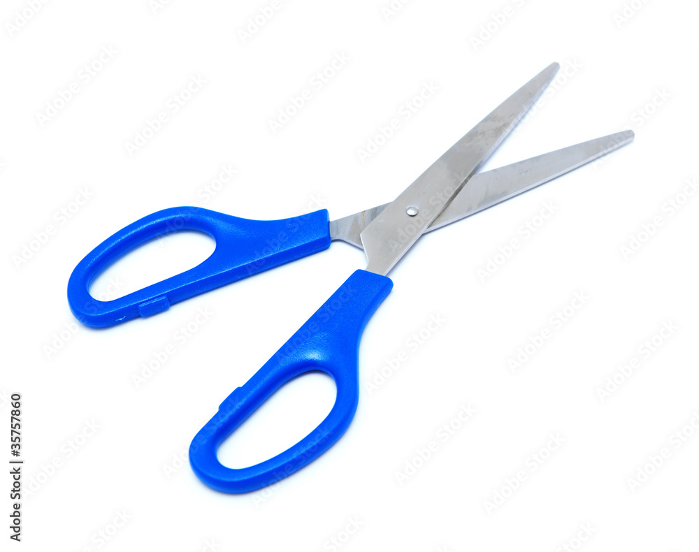 blue scissors isolated on white background blue scissors isolated on white background
