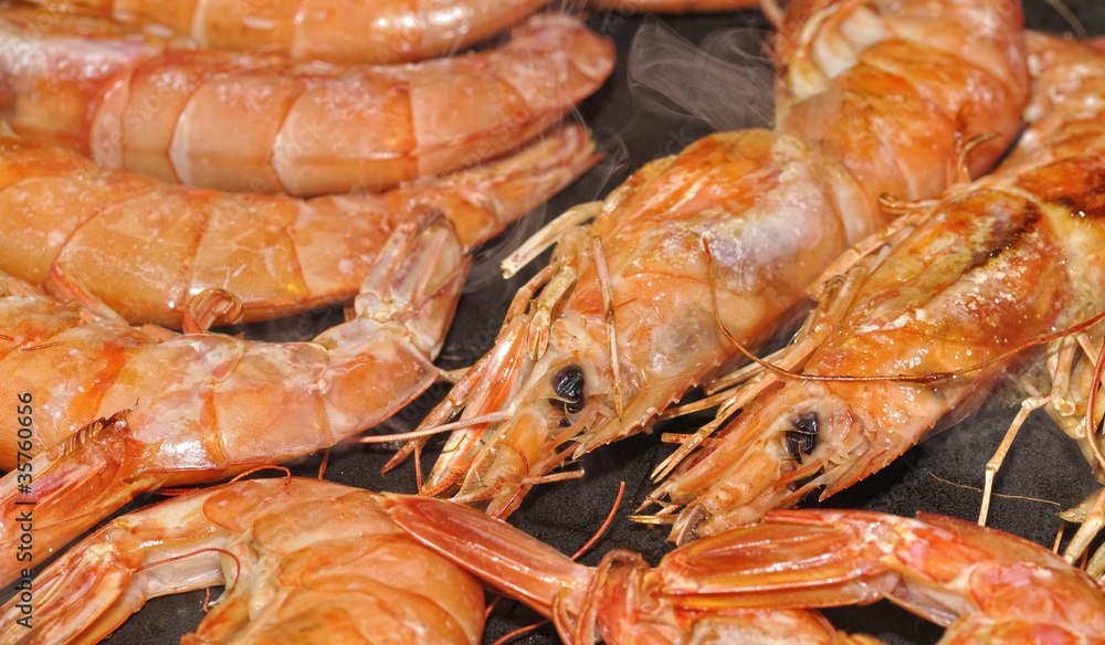 Langostinos a la plancha.