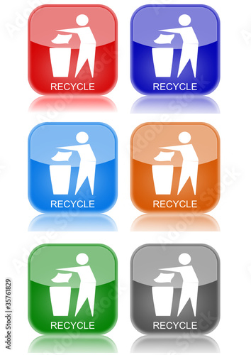 Recycle   6 buttons of different colors 