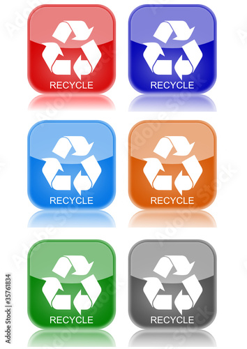 Recycle  "6 buttons of different colors"