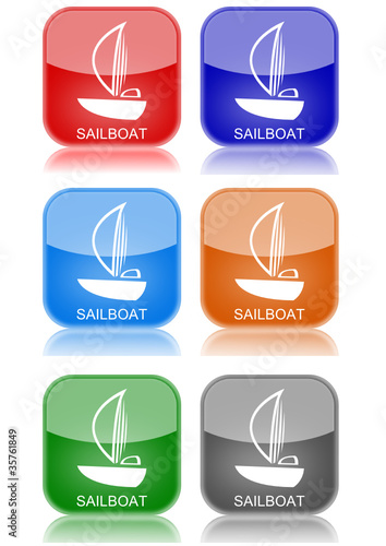 Sailboat  "6 buttons of different colors"