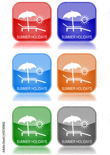 Summer Holidays  "6 buttons of different colors"