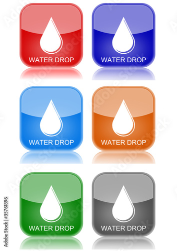 Water drop "6 buttons of different colors"