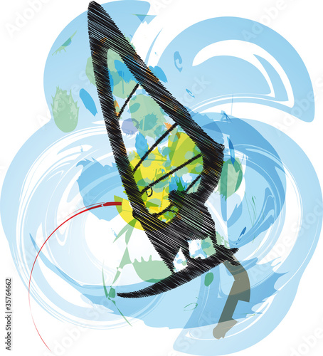 windsurfing illustration. Vector #35764662