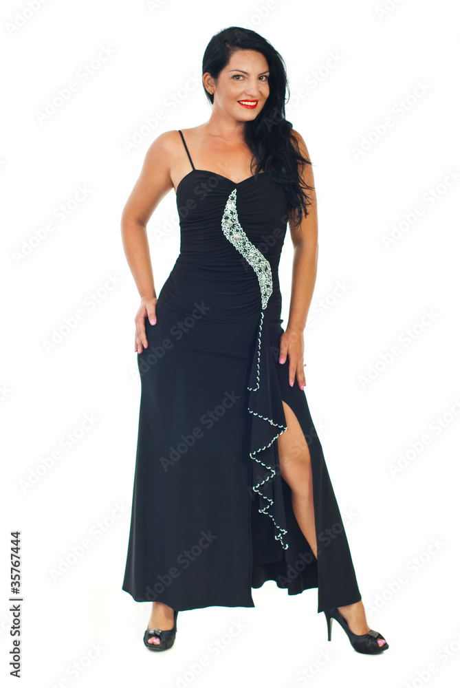 Elegant glamour model woman in black dress