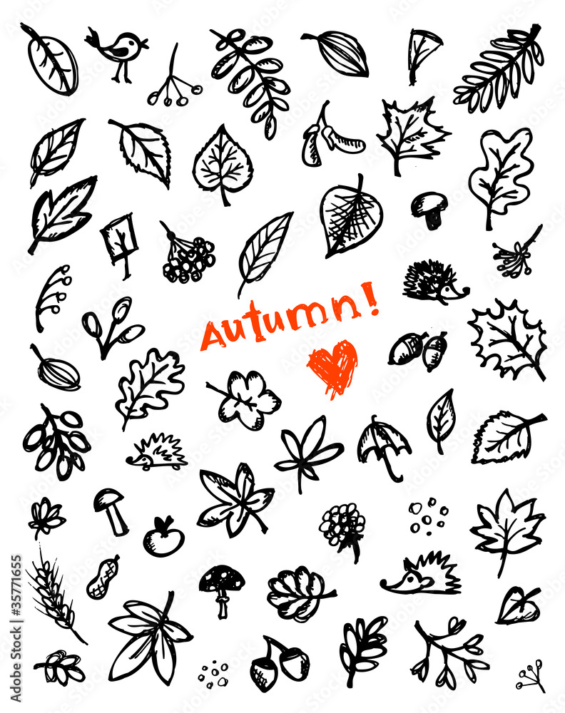 Autumn background, sketch drawing for your design Autumn background, sketch drawing for your design