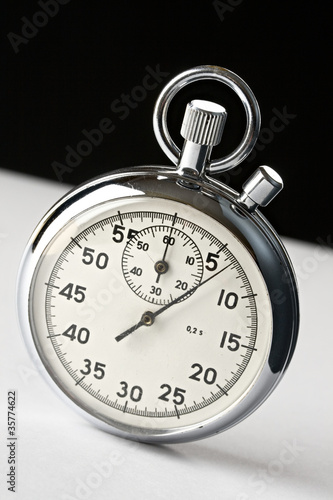 Stopwatch on black and white background