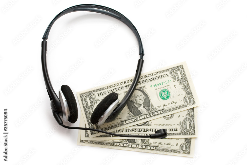 Fototapeta premium Headset with a microphone isolated on white