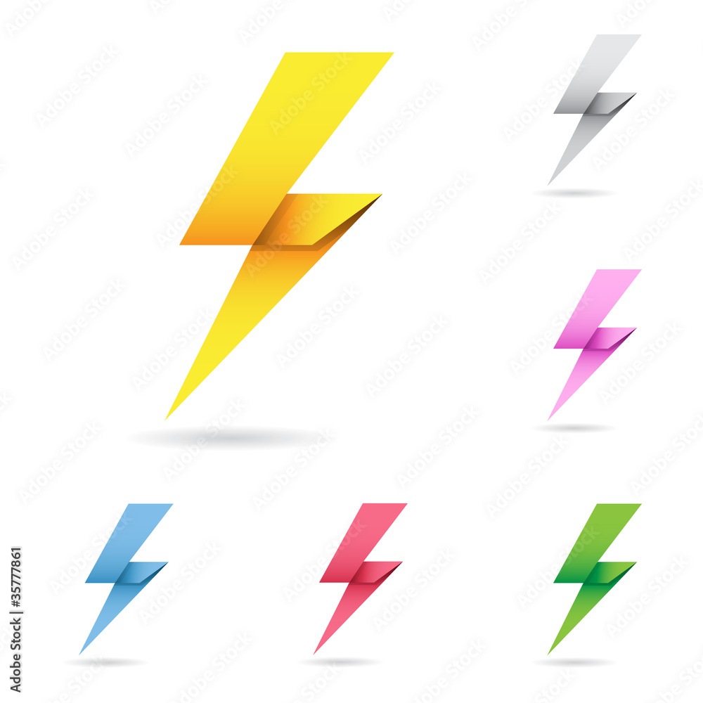 Set of origami lightning bolts Set of origami lightning bolts