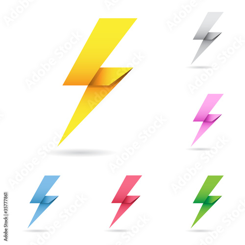 Set of origami lightning bolts