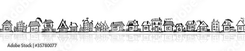Cityscape sketch, seamless wallpaper for your design
