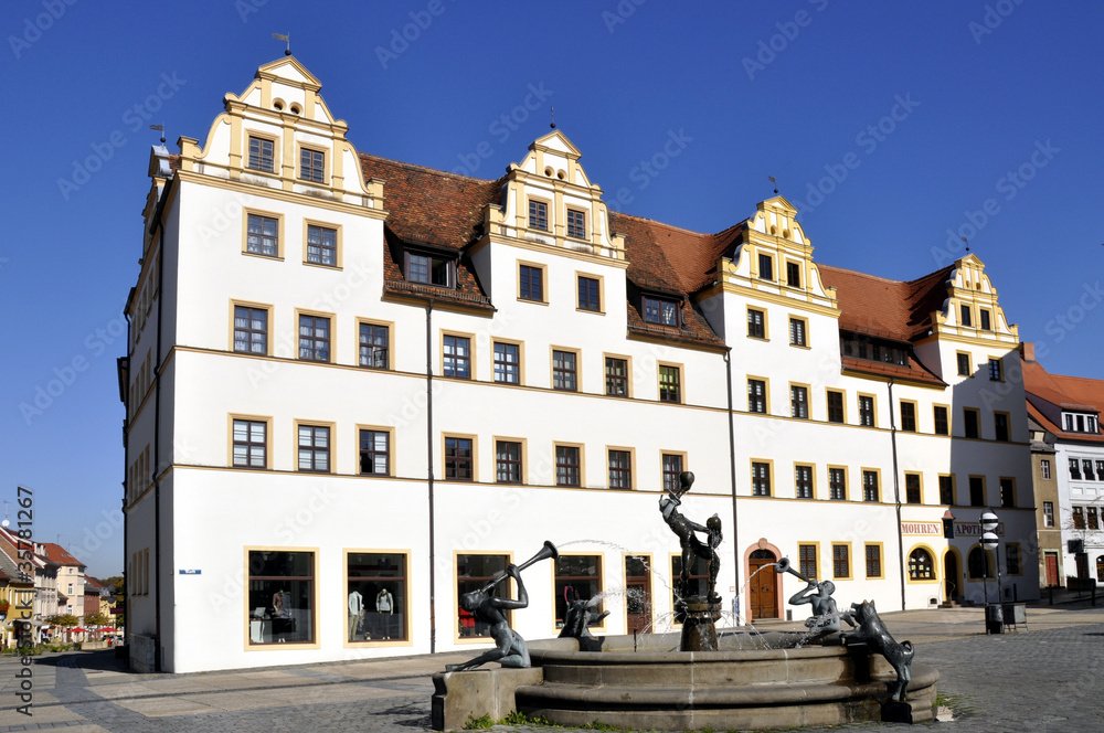 Obraz premium Torgau Marktplatz mit Marktbrunnen
