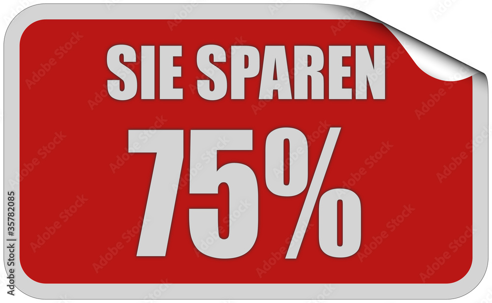 Sticker rot eckig curl oben SIE SPAREN 75% Sticker rot eckig curl oben SIE SPAREN 75%
