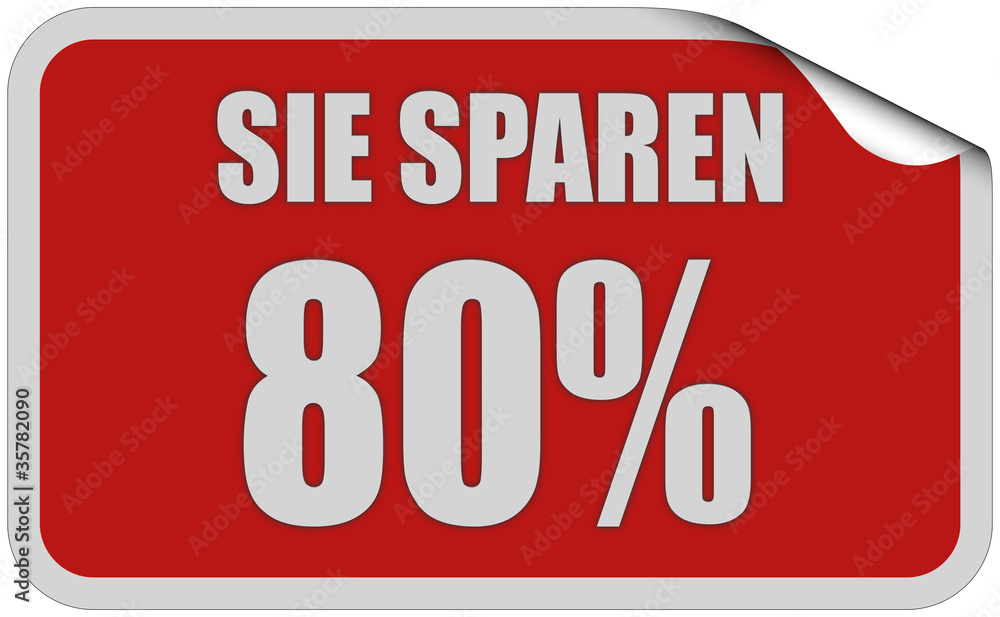 Sticker rot curl oben SIE SPAREN 80% Sticker rot curl oben SIE SPAREN 80%