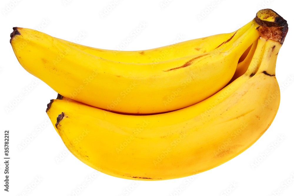 Fresh, ripe bananas isolated over white background. Fresh, ripe bananas isolated over white background.