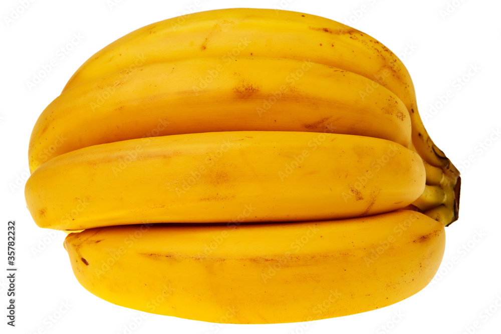 Fresh, ripe bananas isolated over white background.