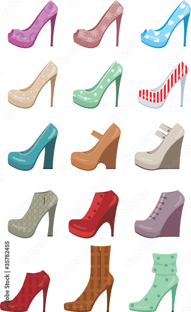 Female shoes set. vector Female shoes set. vector