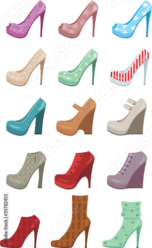 Female shoes set. vector