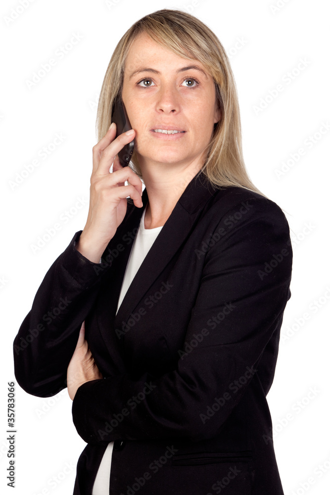 Blonde businesswoman with a mobile Blonde businesswoman with a mobile