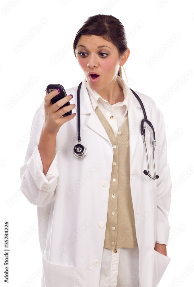 Ethnic Female Doctor or Nurse Using Cell Phone Ethnic Female Doctor or Nurse Using Cell Phone