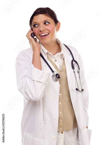 Ethnic Female Doctor or Nurse Using Cell Phone