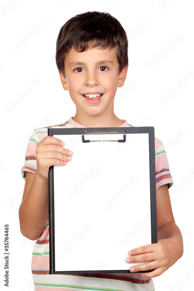 Beautiful boy with clipboard Beautiful boy with clipboard