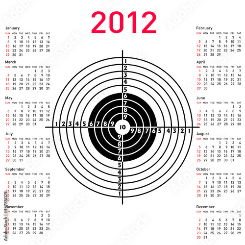 calendar with target for shooting practice at a shooting range w