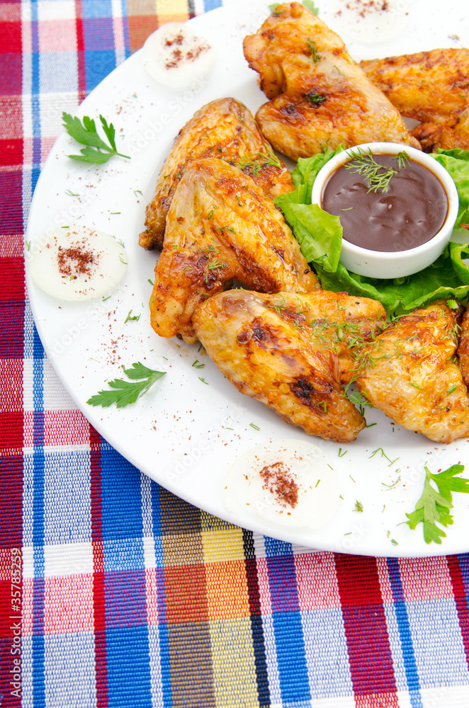 Chicken wings in the plate