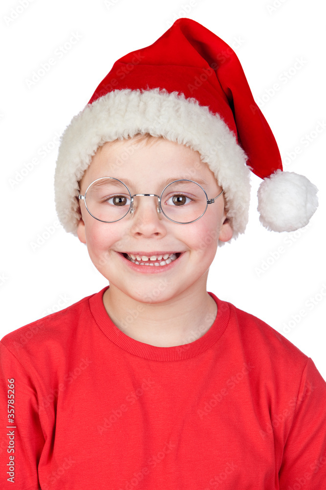 Adorable child with Santa Hat and glasses Adorable child with Santa Hat and glasses