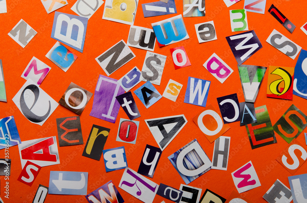 Cut letters from newspapers and magazines Cut letters from newspapers and magazines
