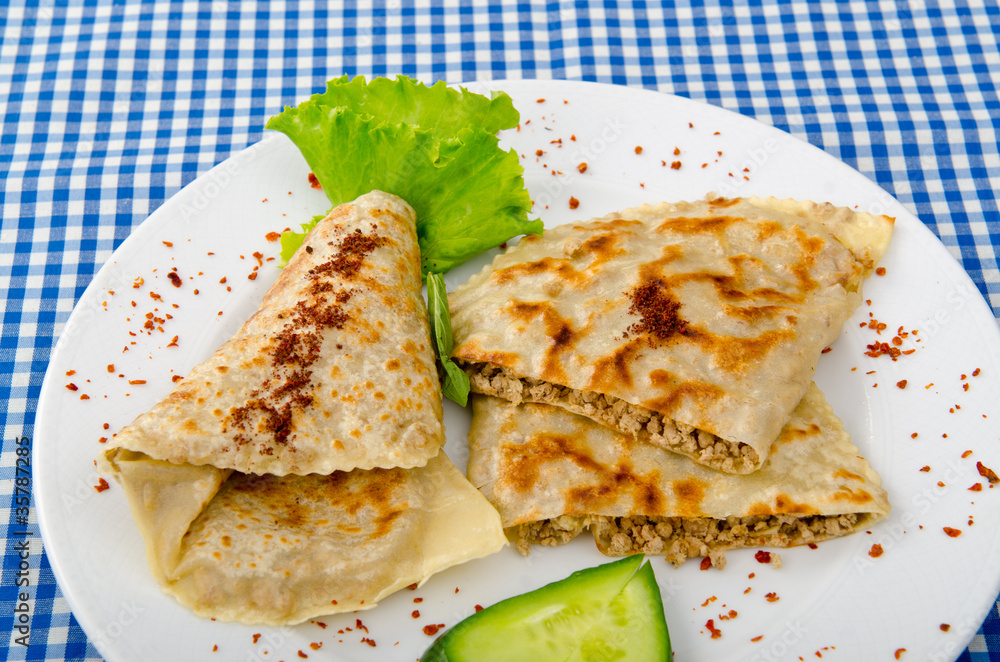 Meat pancakes in plate Meat pancakes in plate