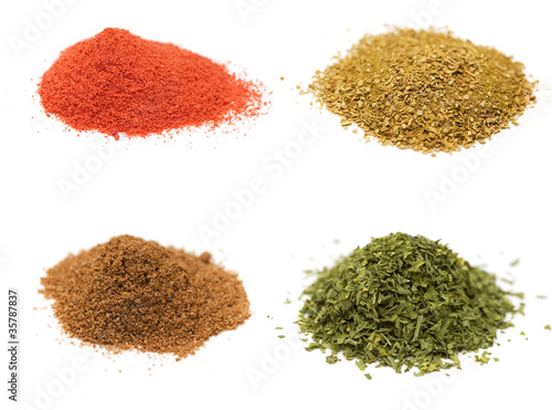 Selection of spices isolated on white