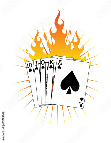 Royal Flush on Fire! Vector / Clip Art