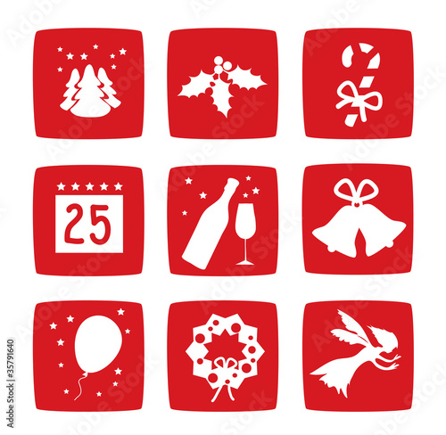 Winter Christmas holidays icons set