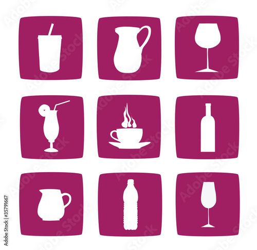 Collection of drinking icons and symbols
