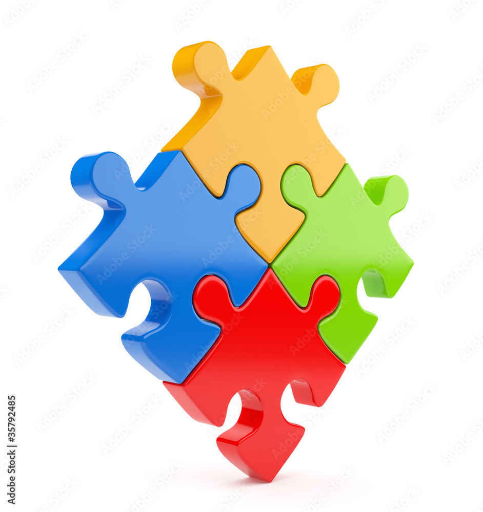 Puzzle 3d isolated on white. Team concept Puzzle 3d isolated on white. Team concept