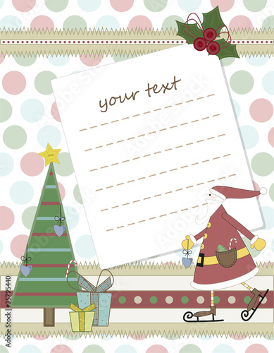 biglietto di natale con Babbo Natale sui pattini