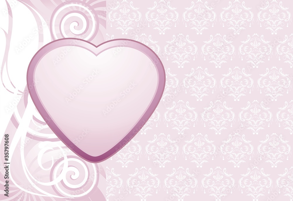 Heart on the decorative background. Valentines card Heart on the decorative background. Valentines card