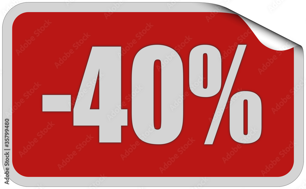 Sticker rot eckig curl oben -40 PROZENT Sticker rot eckig curl oben -40 PROZENT