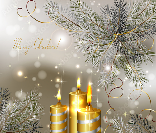 Christmas background with burning candles