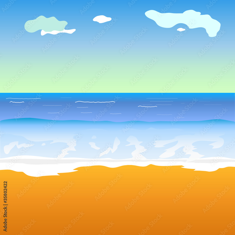 beach and sea vector illustration