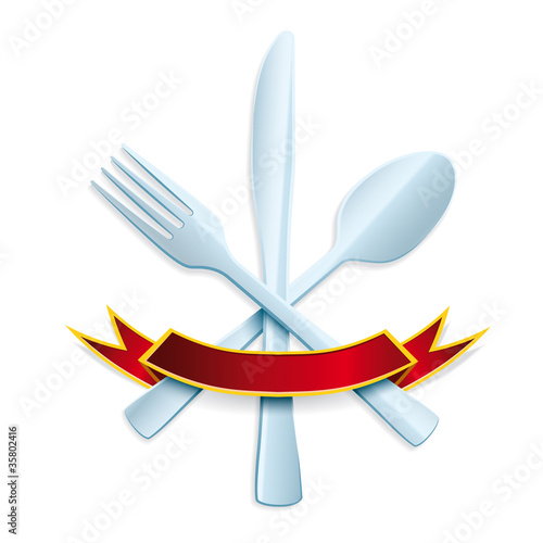 Cutlery with red ribbon