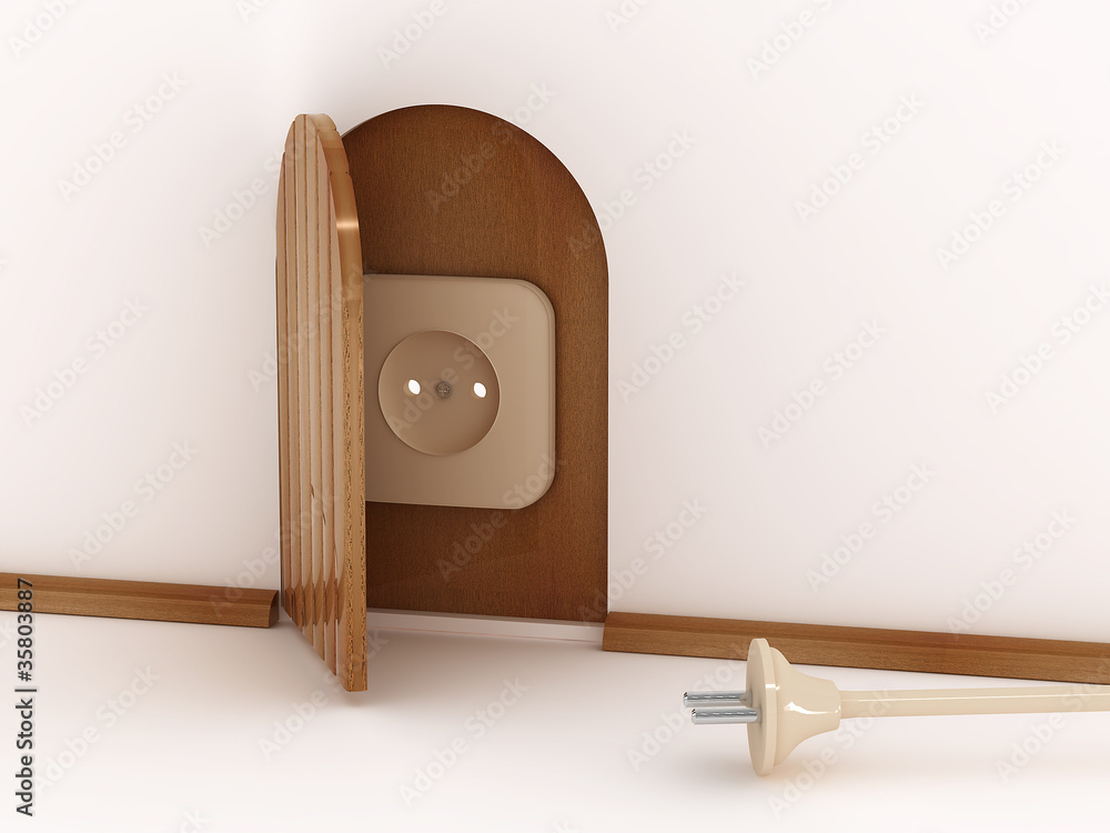 Socket and plug in the house. 3D Socket and plug in the house. 3D