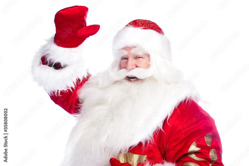 Santa Claus pointing his hand isolated over white. Santa Claus pointing his hand isolated over white.