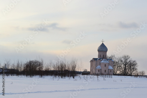 Winter landscape with the Orthodox Church