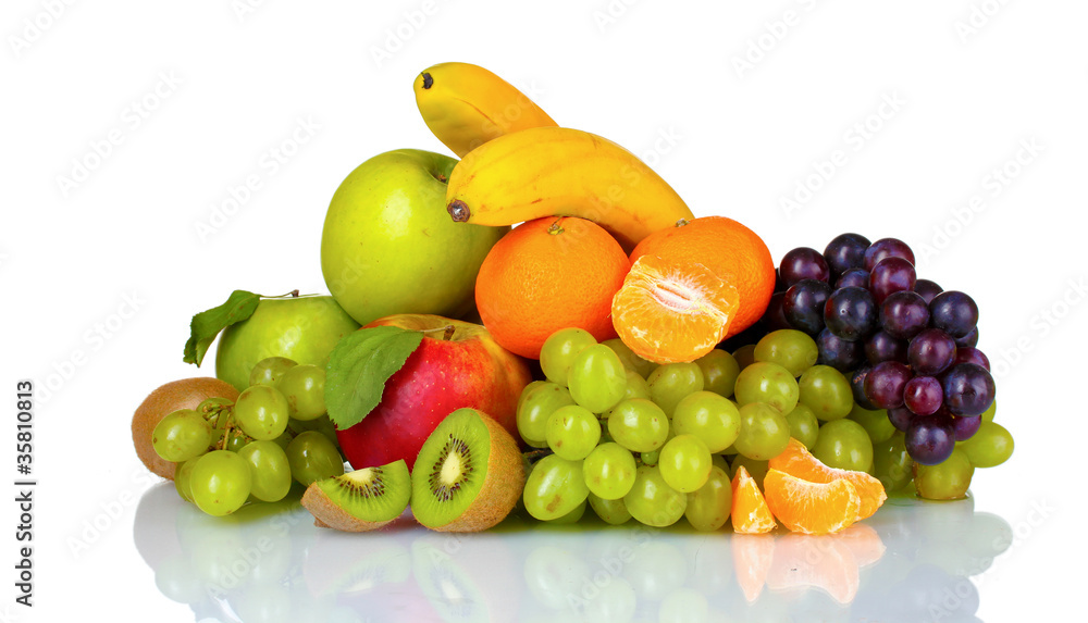 Ripe juicy fruits isolated on white Ripe juicy fruits isolated on white