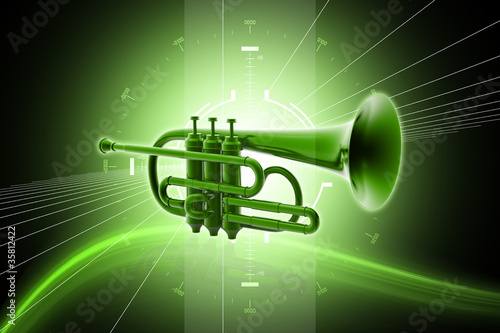 3d renderedcornet isolated on color background